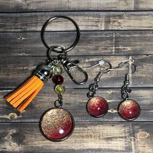 Sunset Boulevard Tassel Key Chain Purse Clip Earrings Color Street Glitter Retir